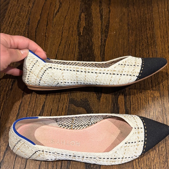 Rothy's Black and Cream Pointed Flats size 7 - Picture 6 of 10